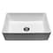 Msi Single Bowl 30'' x 20'' White Fireclay Kitchen Sink with Strainer Basket ZOR-PT-SNK-0020 - alternate 3